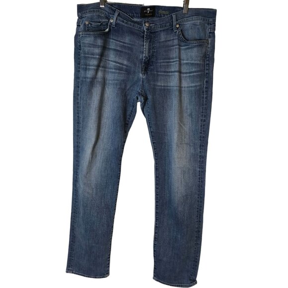 7 For All Mankind Foolproof Denim Jeans Size 40 Men's Slimmy Straight Leg - Picture 3 of 8